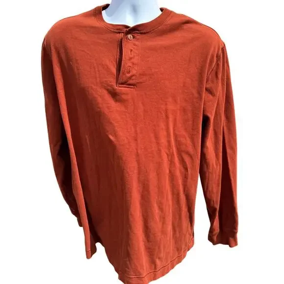 Saddlebred Henley Classic Stretch Long Sleeve Shirt Men’s XL Orange Flex Carbon - Picture 2 of 4